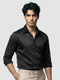 Black Double Cuff Satin Shirt