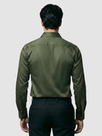 Dark Green Double Cuff Satin Shirt