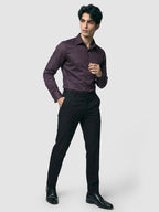 Dark Wine Double Cuff Satin Shirt
