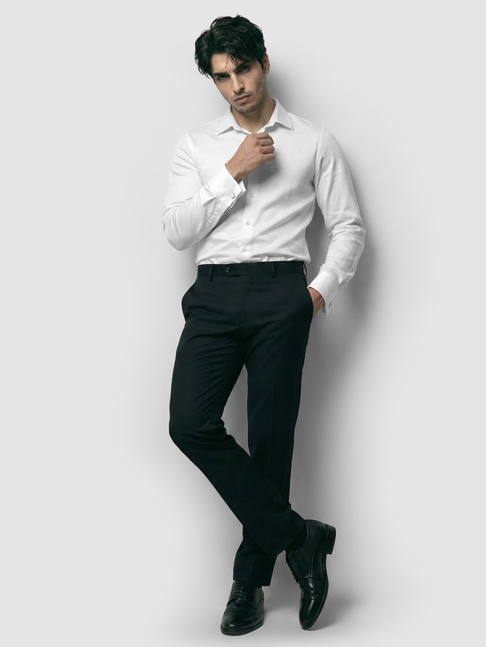 White Double Cuff Satin Shirt