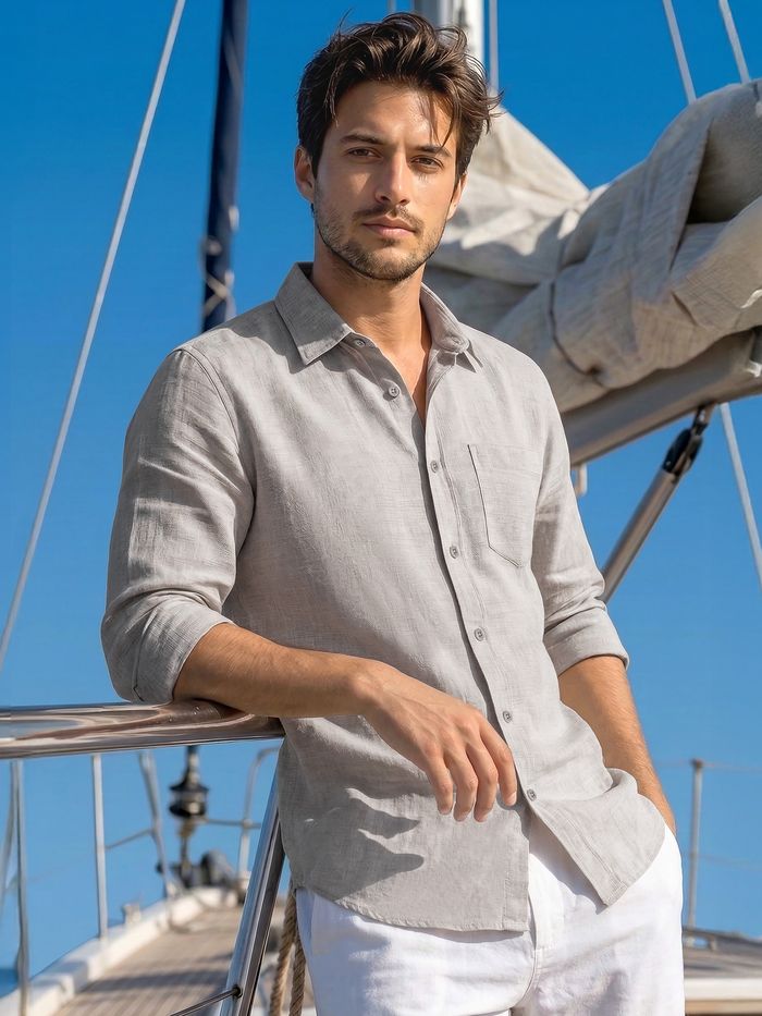 Greige Linen Textured Shirt