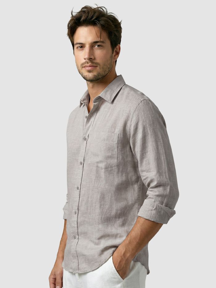 Greige Linen Textured Shirt